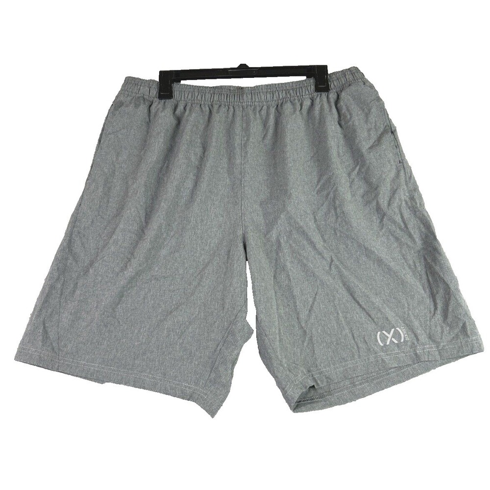 2(X)IST Men's XL Gray Athletic Shorts 9" Running Zippered Pockets Gym Pull‎ On